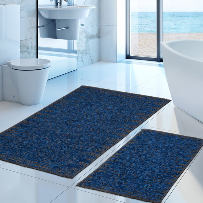 Mijölnir Juego de alfombrillas de baño de algodón azul (2 piezas) Mijölnir Juego de alfombrillas de baño de algodón azul (2 piezas)